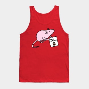 Cute Pink Rat says Happy Birthday Tank Top